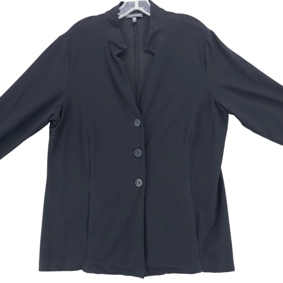 Chaqueta elástica negra EILEEN FISHER mezcla viscosa talla XL Foto 2 de 4