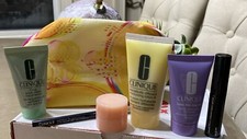 Clinique 6 PCS Makeup / Skincare Travel Gift Set with Yellow bag NEW