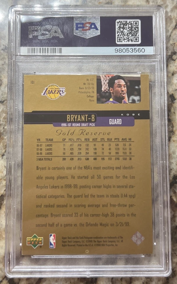 1999 Upper Deck Kobe Bryant Gold Reserve PSA 8 Fresh Slab HOF Lakers Black Mamba - Image 4 of 4