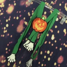 Rare Vintage ADJUSTABLE Pumpkin Jack o lantern SUSPENDERS arms Vines Hand Clips