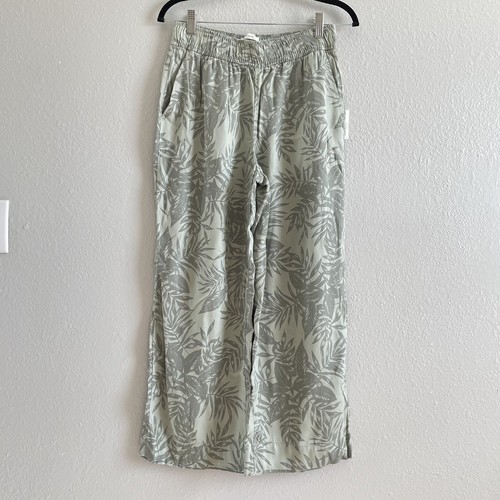 Lyocell Green Elastic Waist Wide Leg 