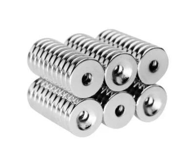 10x Neodym Magnete mit Loch Bohrung Senkung 16mm 6KG zum schrauben Scheibe Rund - Bild 1 von 3