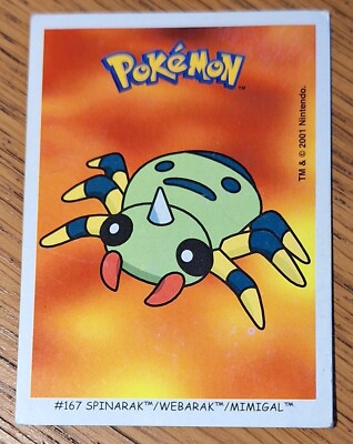 017 Pokemon Karte Sticker Dunkin Boomer Mimigal Spinarak Webarak #167 2001 DE