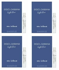 4 Vials LIGHT BLUE Eau Intense DOLCE & GABBANA for Women 0.05 oz 1.5 ml EDP NEW