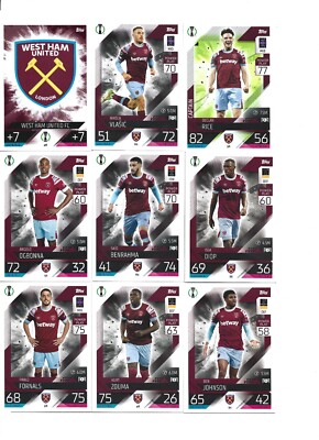 Topps Match Attax Champions League 22/23 West Ham United Team Komplett Set LOT