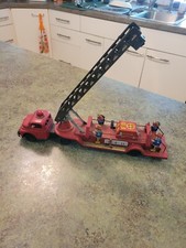Vintage Friction M.F.D. Firefighter Fire Aerial Ladder Tin Toy Truck Japan AS IS