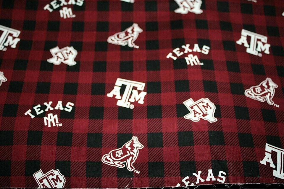 Texas A&M Cotton Fabric 18" x 42" Material 1/2 yard Plaid Football Red crafts - Image 2 of 3