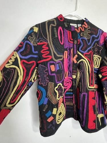 Chicos Knopf Mixed Media Multi Kunstdruck Bluse Shirt Damen 2 US L (13) - Bild 2 von 10