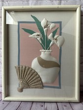 Vintage 1986 Framed Creative Circle Calla Lillies Cross Stitch Needlework 18x22