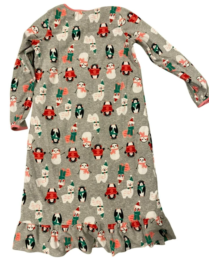 Camisón Carters Niñas Vacaciones Invierno 12-14 Gris Vellón Manga Larga Dobladillo con Volantes Foto 2 de 4