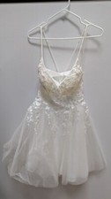 S White Mesh Lace Lace-Up Cocktail Dress