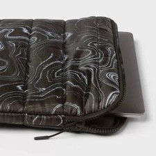 Heyday 15" Laptop Sleeve Case Black Marble Padded Zip Protective Cover - D16