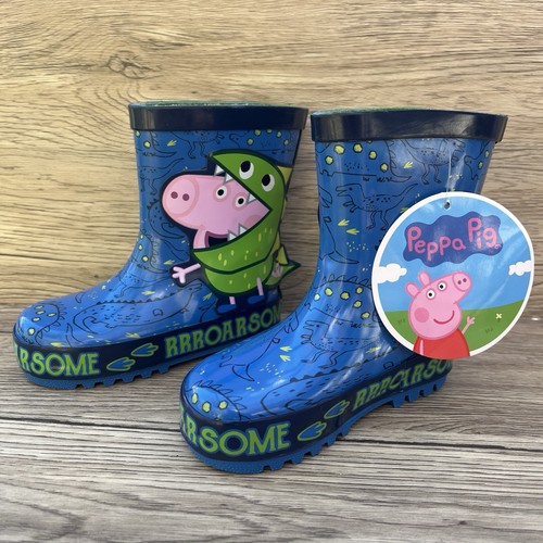 Pepper Pig blaue Dinosaurier Gummistiefel Kleinkind Größe 6 Jungen/Mädchen neu + Etikett - Bild 9 von 9