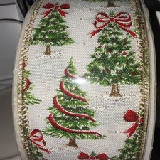 New Kirkland Wire-Edged Ribbon 2.5" Wide 50 Yard Christmas Tree Design
