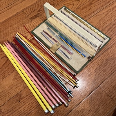 Lots Vintage Hero Susan Bates Boye Knitting Needles Crochet Hooks Set w Case