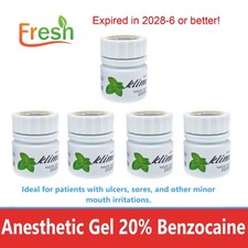5 Bottles Dental Topical Anesthetic Gel 20 Benzocaine 1oz Jar, Mint,Exp 06/2029