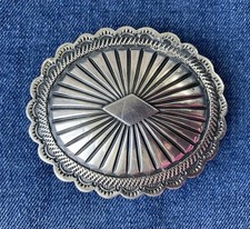 Southwestern "Navajo" Style Sterling Silver Concho Belt Buckle