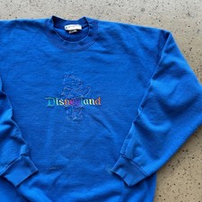 Vintage 90s Disneyland Winnie Pooh Blue Embroidered Sweatshirt Mens Large USA