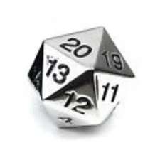 Koplow Metal Dice d20 Metal Countdown w/Black Numbers New