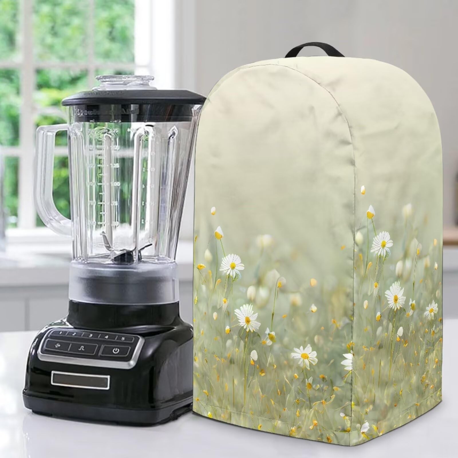 Daisy Floral Green Blender Cover with Drawstring Kitchen Appliance Cover Anti...