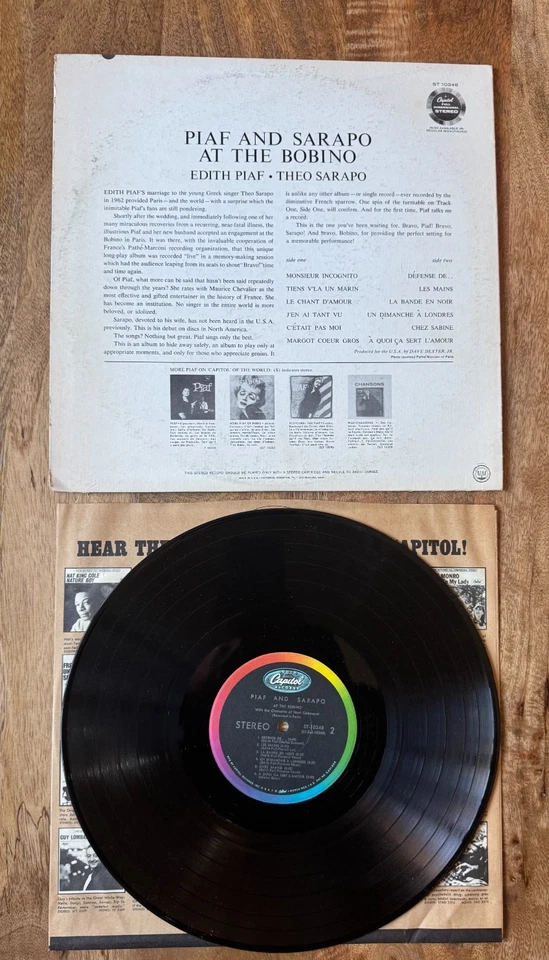 Edith PIAF and Theo SARAPO at the BOBINO ORIGINAL  LP 1963 ST-10348 EXCELLENT - Image 2 of 2