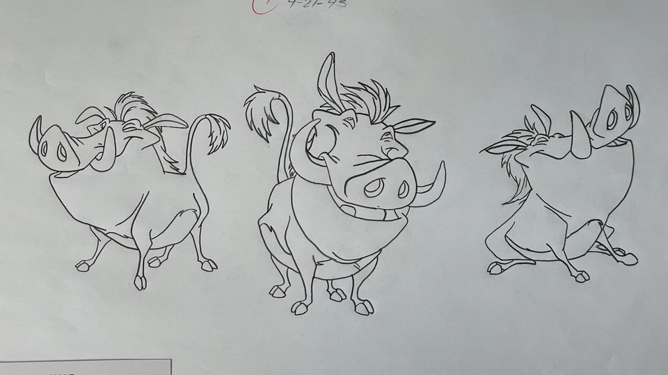 LION KING 1994 PUMBAA WALT DISNEY ORIGINAL PRODUCTION ANIMATION DRAWING - Image 4 of 4