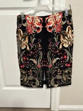 Roberto Cavalli Pencil Skirt Floral Pattern Size 38 Made In Italy