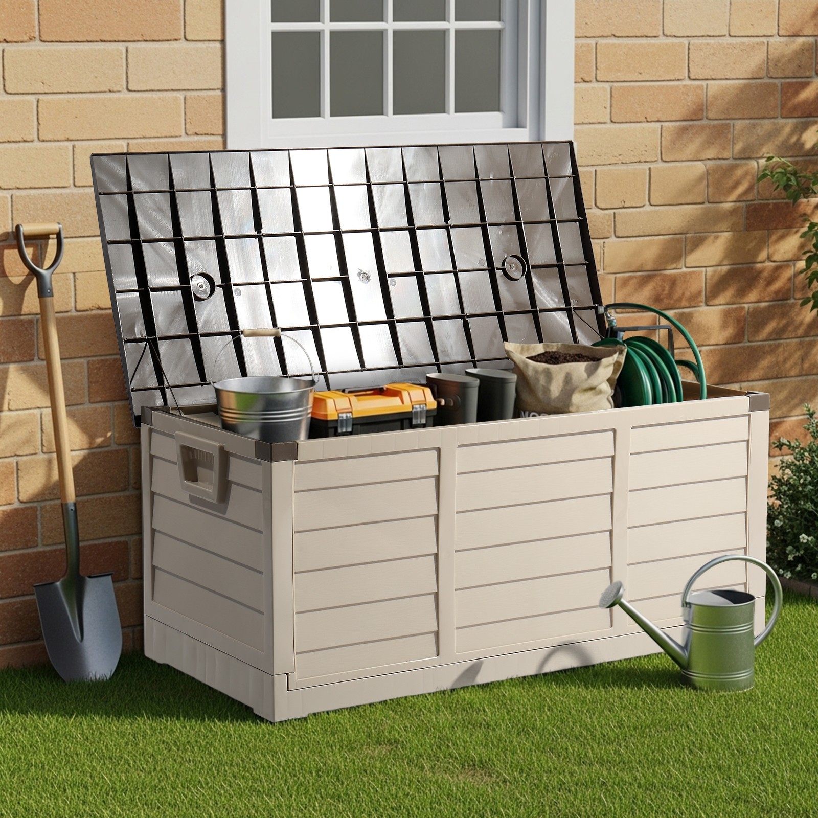 In/Outdoor Portable Folding Fast Installation Storage Box 75GAL with 2 Wheels