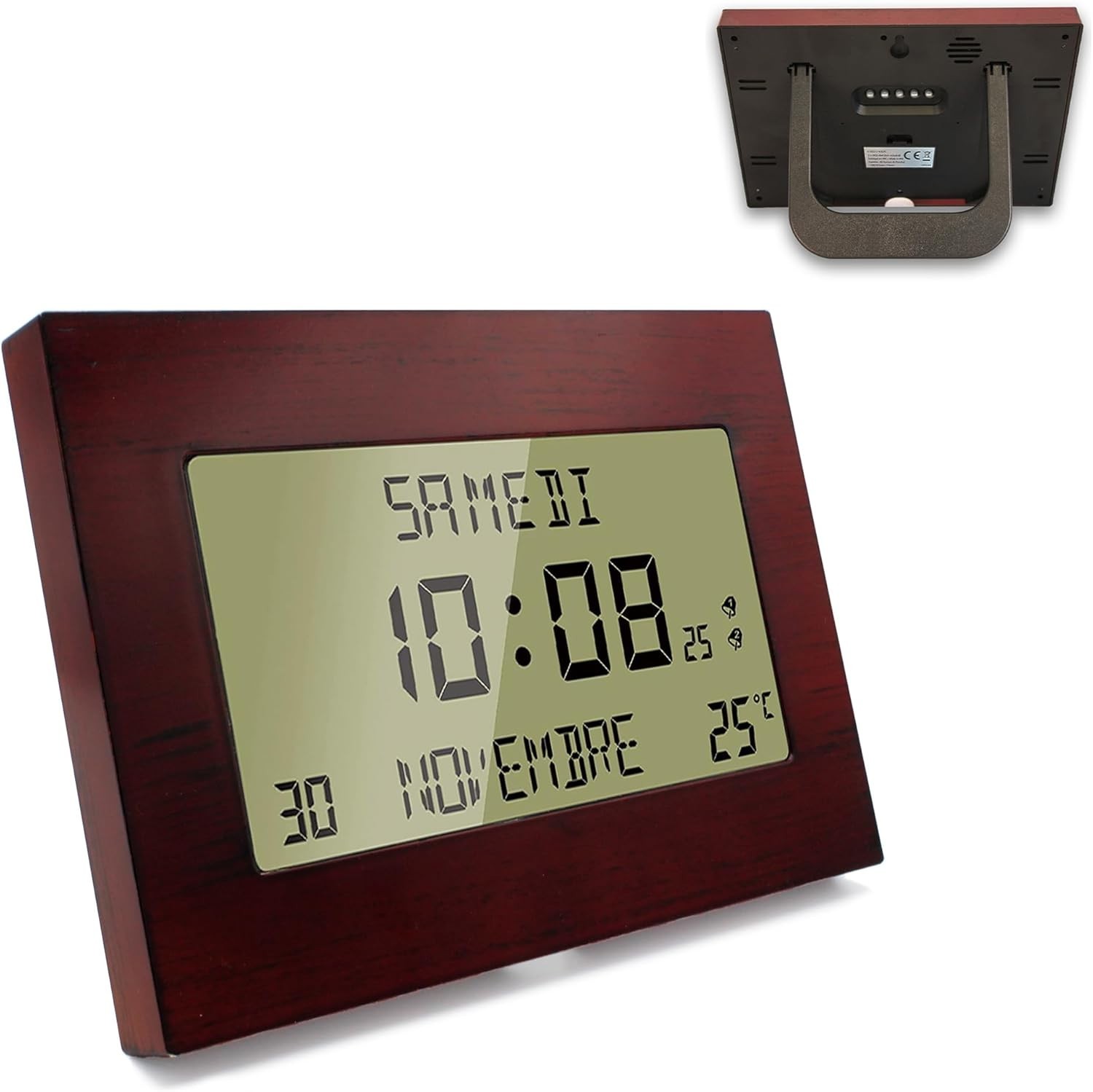 Horloge calendrier digitale radio-pilotée grands chiffres lisibles pour malvoyant