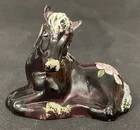 Fenton Hand Painted Aubergine Deep Purple Glass Foal - Signed