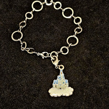 Silver Tone Disney World Cinderella Castle 7" Charm Bracelet