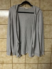 Loft Women s Striped Hooded Cardigan Sweater, Sz Sm Preppy Marine Lounge Retreat