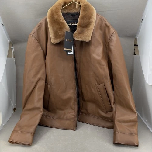 HUGO BOSS $1800 BOSS Mury Down Fill Leather Jacket 46R - BROKEN ZIPPER - NWT video thumbnail