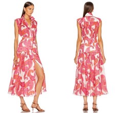 Zimmermann Peggy Sleeveless Dress Size 1 AU 10 US 6 Pink Paisley Linen Summer