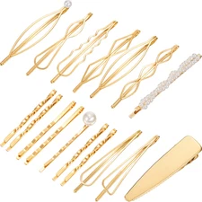 17 Pieces Gold Hair Pins Set Geometric Bobby Pin Barrettes Metal Gold Decorative