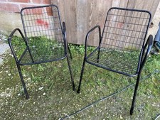 Paire Fauteuil Ancien EMU RIO Métal Noir Vintage #C367