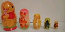Winnie The Pooh Russian Nesting Dolls Piglet Tigger Rabbit Eeyore Matryoshka 5pc