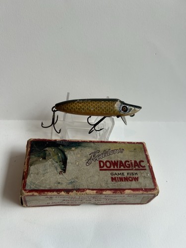 Leurres Vintage Heddon – Wiggler Crabe, Dowagiac, SOS Minnow, Souris – Bois