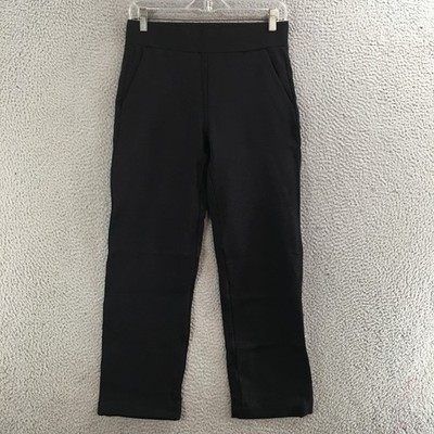 Loft Trouser Pants Womens Small Cropped Straight Leg Mid Rise Pull On Black
