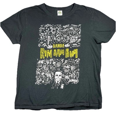 Banda Rim Bam Bum Graphic Tee Black L Día de Muertos Graphic Good Fading