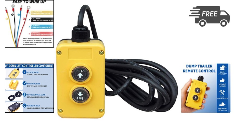 Dump Trailer Remote Control Switch 12V DC Hydraulic Pump Up Down 2-Way ...