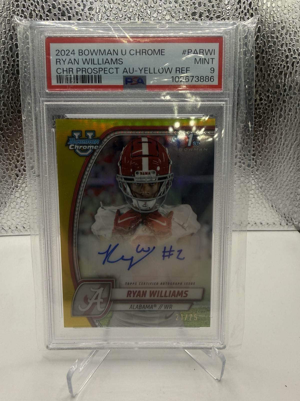 2024 Bowman University Chrome  Auto Ryan Williams  Yellow Refractor /75 (AU, RC)