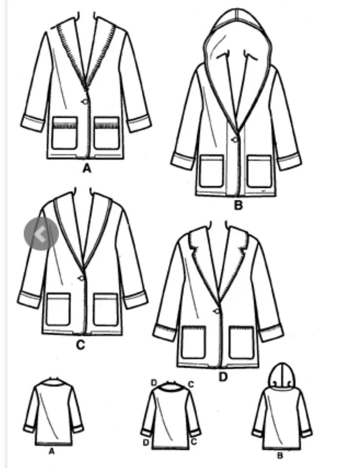 McCalls 9744 Button Front Shawl Collar Fleece Jacket Size 18-24 Cut - Image 2 of 2