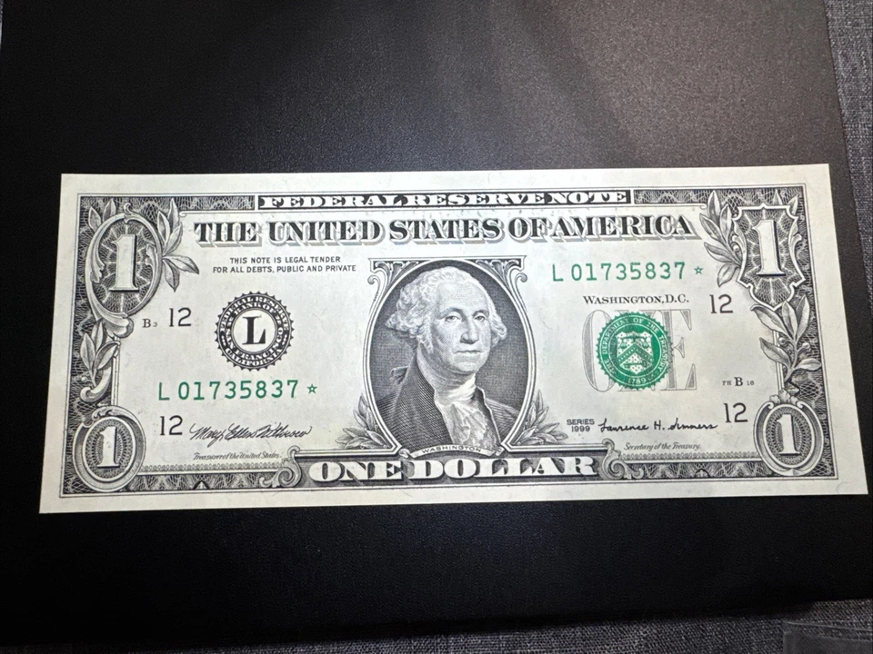 1999  $1 One Dollar Federal Reserve Low Run  STAR NOTE L01735837* UNCIRCULATED🔥 - Image 2 of 4