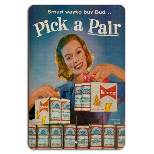 Budweiser Aluminum Sign Vintage Retro 8x12 Collectible Metal Decor