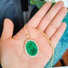 BOCARMAN Red Oval Fused Gemstone Copper Jewelry Pendant for Women Back Is Natura