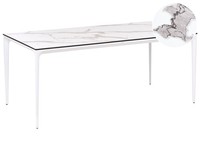 Gartentisch Hpl Marmor Optik Weiß Rechteckig 180X90 Cm Mit Metallgestell Sovaret
