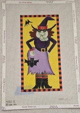 Melissa Shirley Halloween Painted Needlepoint Canvas-Fashionista Witch w/Bats