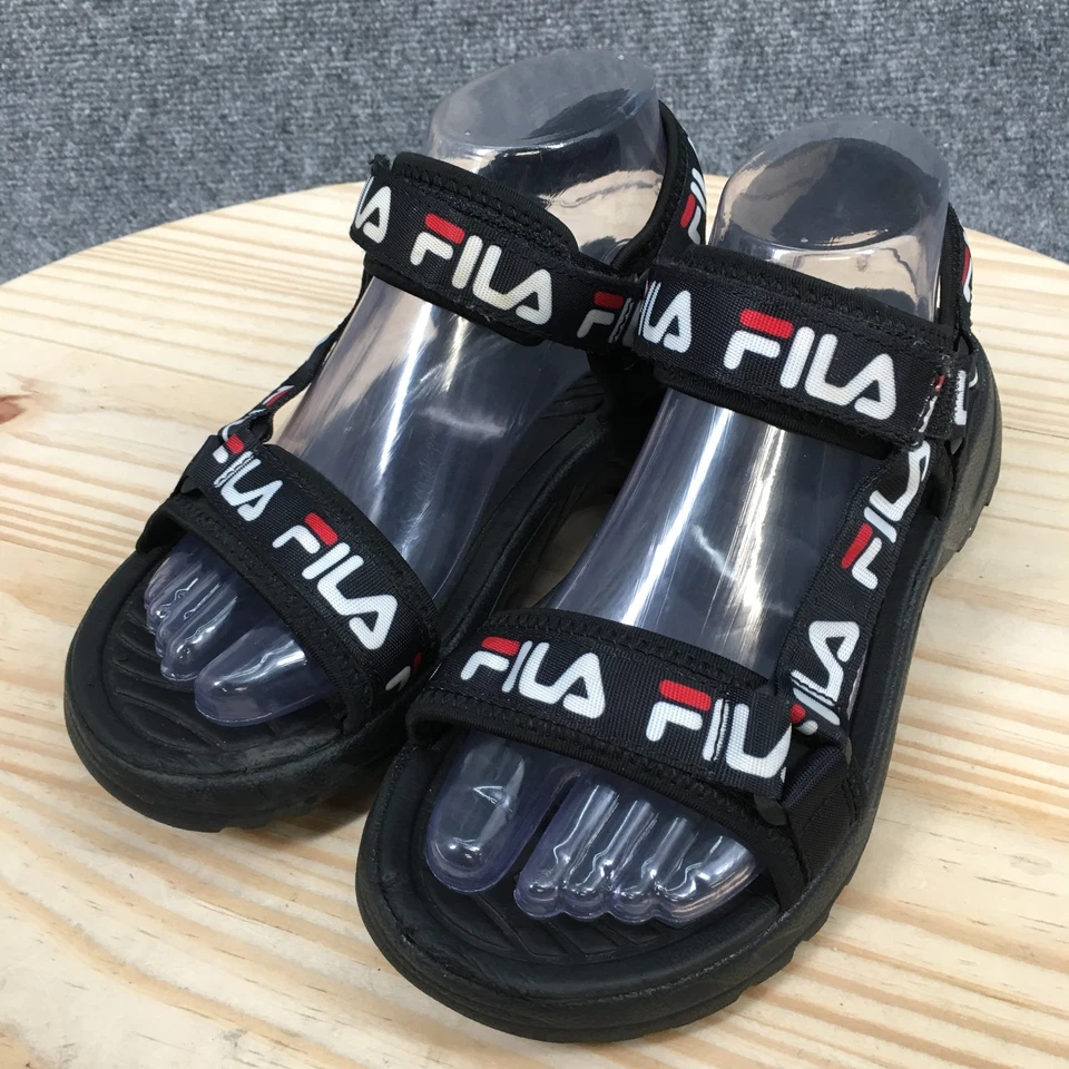 Sandalia Fila Mujer 7 Negra Alteración Tirantes Punta Abierta Gancho y Lazo Informal Comodidad Foto 3 de 4