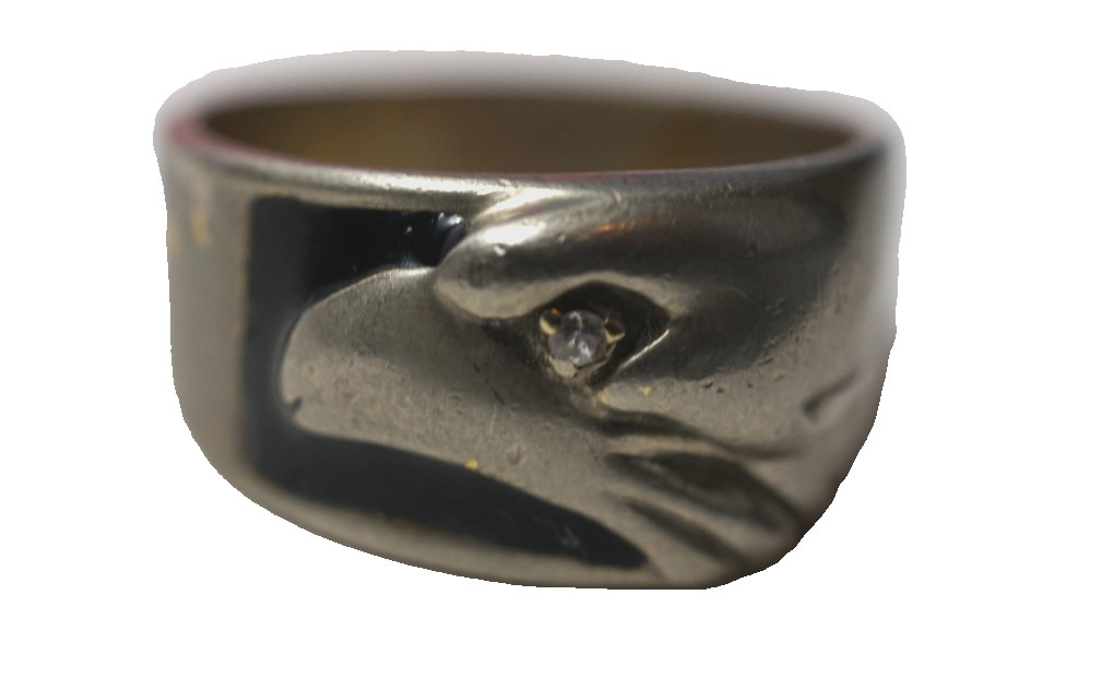 SOLID STERLING MASCULINE STYLE RING / EAGLE PROFI… - image 1